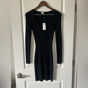 NWT Abercrombie Ribbed Corset Slim Black Bodycon Sweater Dress Small